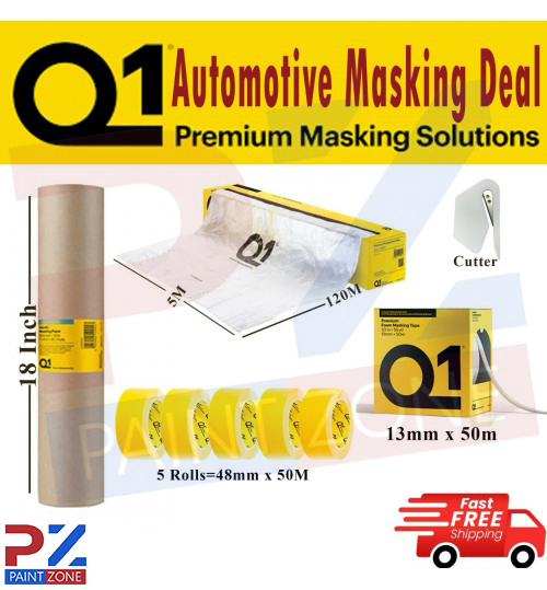 Q1 DEAL OF MASKING TAPE 48MM x 50m, MASKING POLY FILM, PAPER & FOAM EDGING TAPE